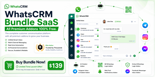 WhatsCRM - WhatsApp CRM, AI Automation and Multi-Channel SaaS Bundle (Node.js Script)